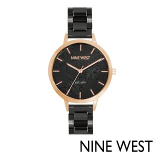 【NINE WEST 官方直營】Anagalis綻放系列鋼鍊腕錶/手錶-NW23938-02Y(曜石黑)