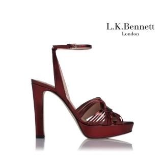 【L.K.Bennett】LEIGHTON金屬真皮露趾踝帶高跟鞋-酒紅(英倫白金漢宮時尚 凱特王妃御用)