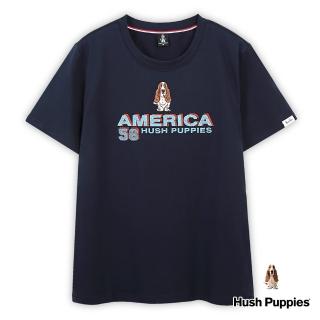 【Hush Puppies】男裝 T恤 經典品牌英文立體感繡花刺繡狗T恤(丈青 / 44111501)
