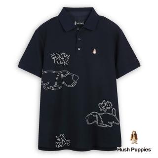 【Hush Puppies】男裝 POLO衫 Q版趴趴狗刺繡POLO衫(丈青 / 44101105)