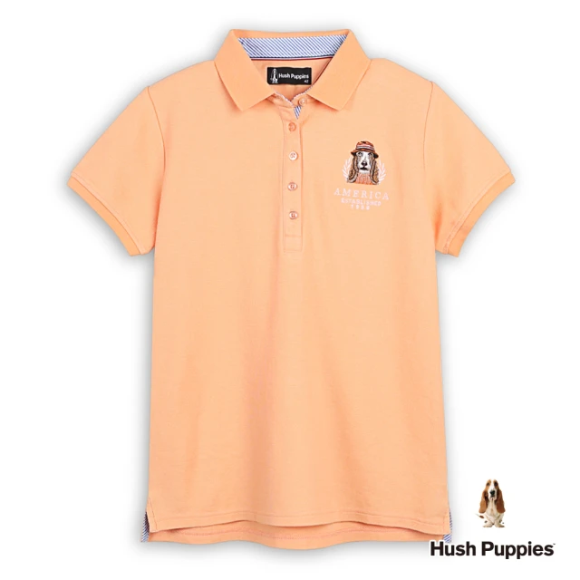 Hush Puppies 女裝 POLO衫 經典品牌毛衣狗短袖POLO衫(淺橘 / 44201101)