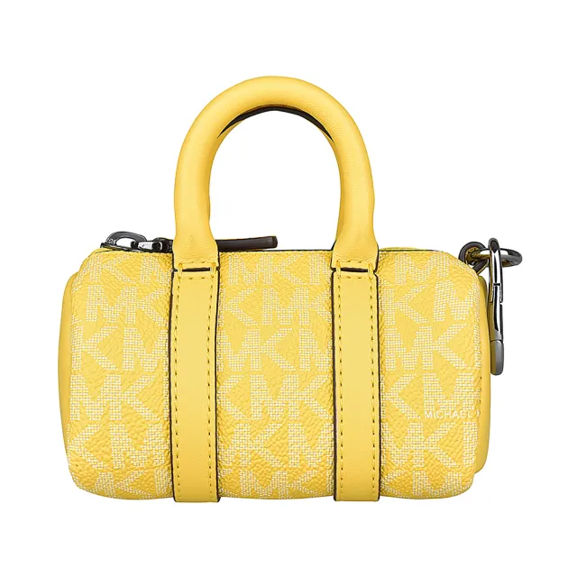 【Michael Kors】MK MICHAEL KORS字母LOGO滿版印花PVC波士頓包造型拉鍊手提零錢包(黃)
