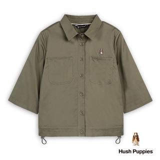 【Hush Puppies】女裝 襯衫 素色抽帶六分袖襯衫(咖啡 / 44212105)