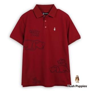 【Hush Puppies】男裝 POLO衫 Q版趴趴狗刺繡POLO衫(暗紅 / 44101105)