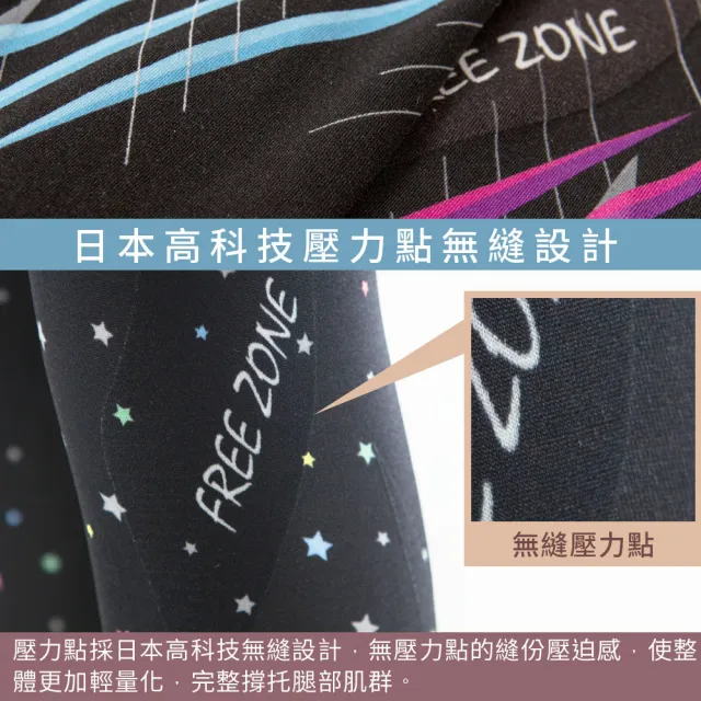 【FREEZONE】現貨 牛仔丹寧印花輕量無縫壓力長褲 女款-FZ800II型(緊身機能壓縮/運動瑜珈/慢跑登山/健身)