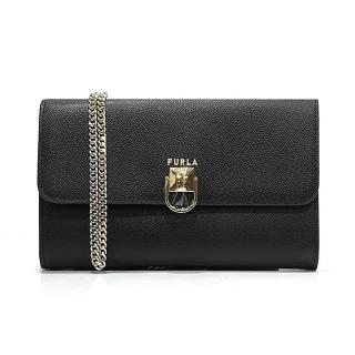 【FURLA 芙拉】WE00433 法國經典防刮牛皮手拿斜揹包(黑色)