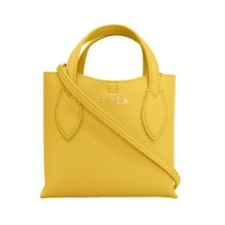 【FURLA 芙拉】WE00398 法國經典燙印LOGO牛皮手提肩背迷你斜背包(黃色)