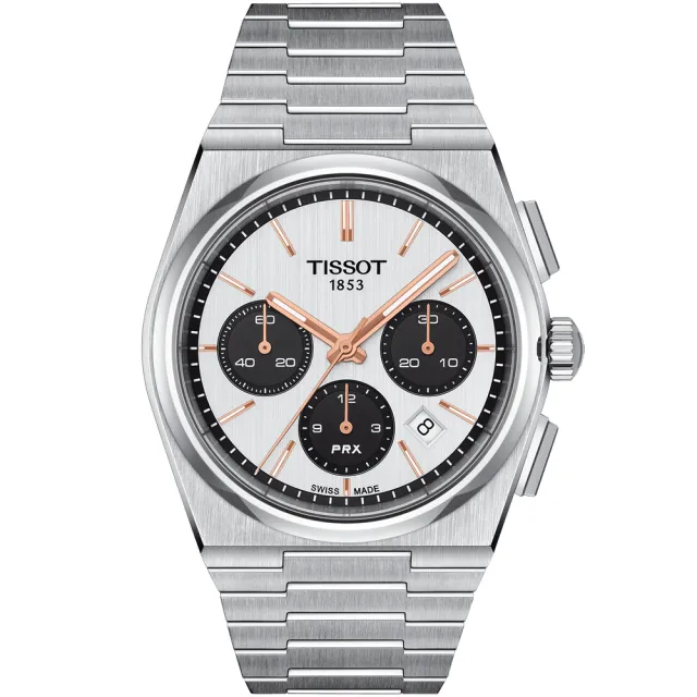 【TISSOT 天梭】官方授權 PRX系列 熊貓 70年代復刻計時機械錶-42mm 新年 禮物 推薦(T1374271101100)