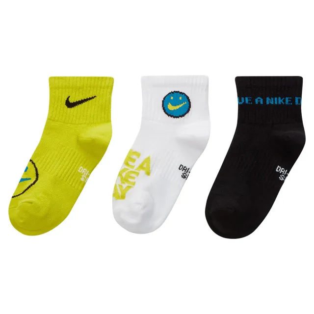 【NIKE 耐吉】襪子 童襪 大童 運動襪 3雙組 Y NK ED LTWT ANKL NKDAY 144 白黑綠 CU8129-904