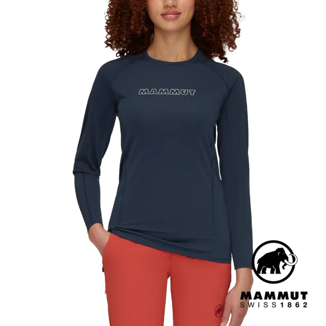 【Mammut 長毛象官方直營】Selun FL Longsleeve Logo W 機能LOGO長袖T恤 海洋藍 女款 #1016-01450