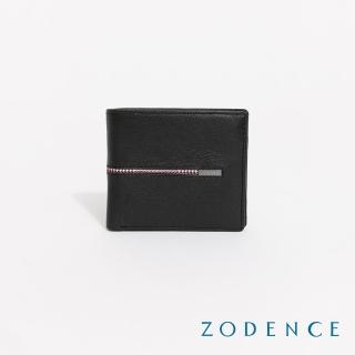 【ZODENCE 佐登司】KIRK進口真皮格紋9卡證件窗短夾(黑)