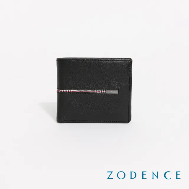 【ZODENCE 佐登司】KIRK進口真皮格紋9卡證件窗短夾(黑)