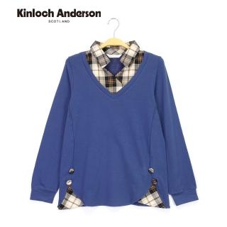 【Kinloch Anderson】拼接假兩件側釦飾長袖上衣 金安德森女裝(KA0565321)
