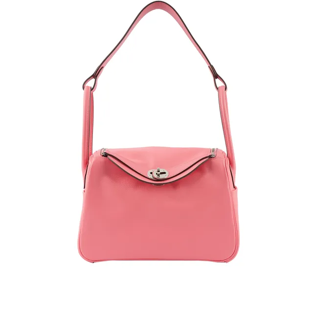 【Hermes 愛馬仕】銀釦 EVERCOLOR Lindy 26cm_展示品(夏日玫瑰粉)