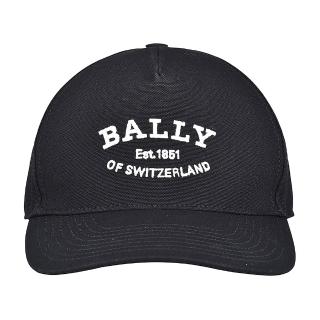 【BALLY】BALLY刺繡白字LOGO棉質棒球帽(黑)