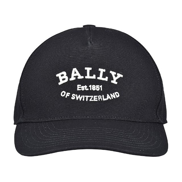 【BALLY】BALLY刺繡白字LOGO棉質棒球帽(黑)