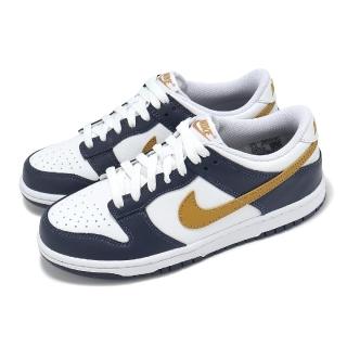 【NIKE 耐吉】休閒鞋 Dunk Low GS 大童 女鞋 海軍藍 金 低筒 復古(FB9109-111)