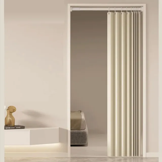 【PLUSIEURS】日式禪風折疊簾+伸縮桿 阻隔冷氣 長門簾(寬120*高200公分以內皆適用)