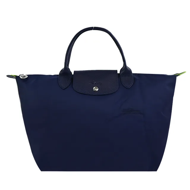 【LONGCHAMP】LE PLIAGE GREEN系列刺繡短把再生尼龍摺疊水餃包(中/多色選)