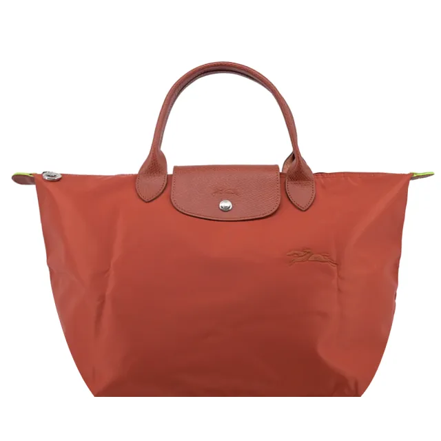 【LONGCHAMP】LE PLIAGE GREEN系列刺繡短把再生尼龍摺疊水餃包(中/多色選)