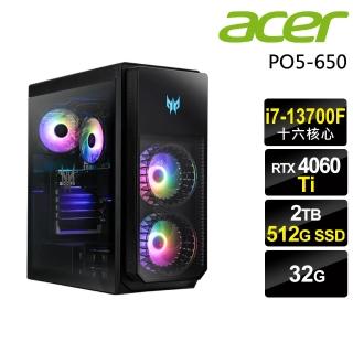 【Acer 宏碁】i7 RTX4060Ti 十六核電競電腦(PO5-650/i7-13700F/32G/2TB+512G SSD/RTX4060Ti-8G/W11)