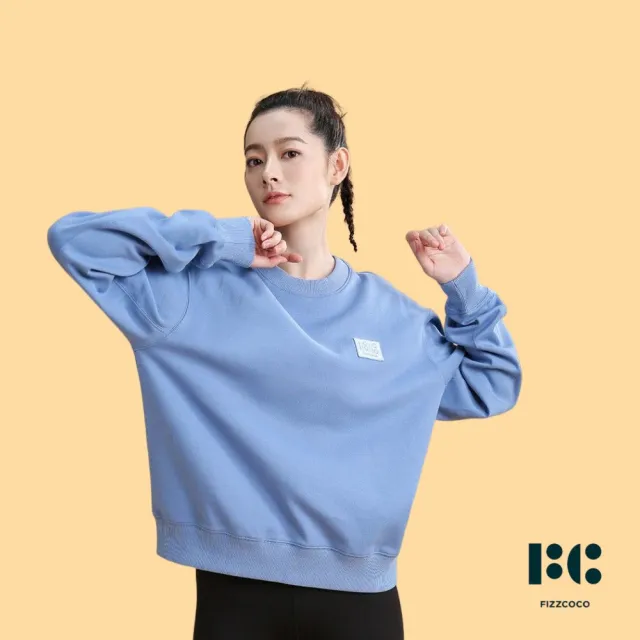 【FIZZCOCO】現貨39 經典廓形衛衣_新款長袖圓領套頭寬鬆休閒跑步健身運動上衣 共2色(燕麥色 灰藍色)