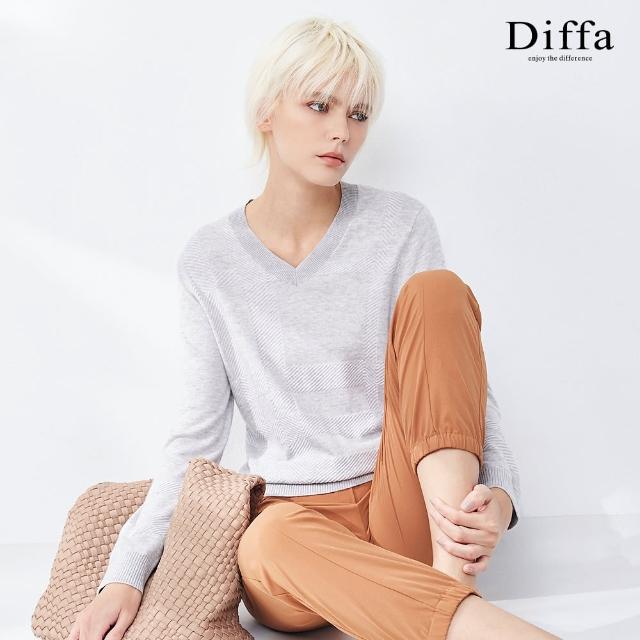 【Diffa】精緻質感格子織紋針織衫-女