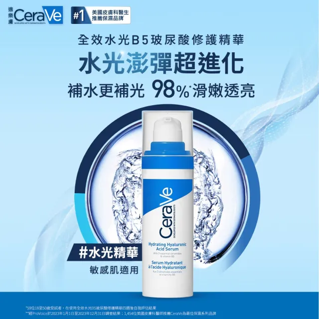 【CeraVe 適樂膚】臉部三入任選屯貨組★全效水光B5玻尿酸修護精華+全效超級修護乳or日間溫保濕乳*2