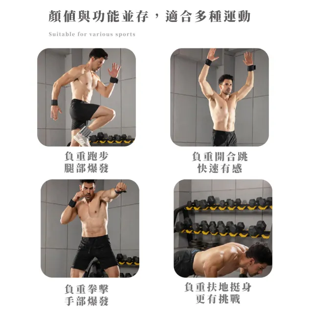 矽膠負重手環2入-1磅(負重沙袋 沙包 復健 拳擊沙袋 綁腿沙包 重量訓練 健身 鉛塊 專業加重器)