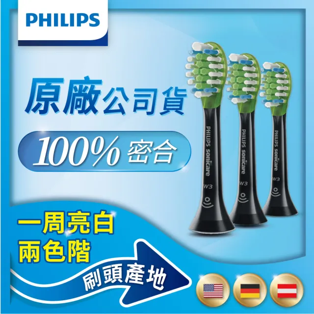 【Philips 飛利浦】Sonicare DC Smart智能亮白刷頭三入組 -標準型-黑HX9063/96