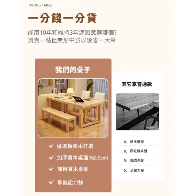 【AOTTO】簡約大板實木餐書桌-140公分(餐桌 書桌 工作桌 辦公桌 學習桌)