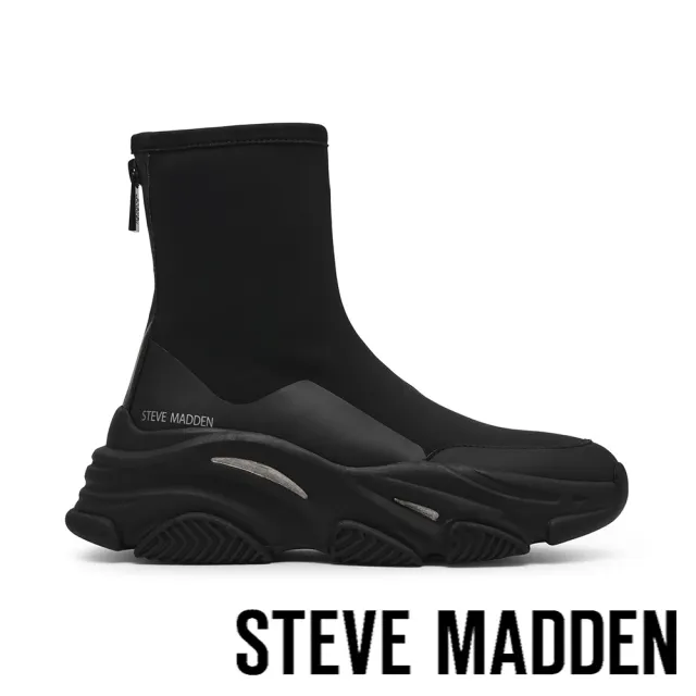 【steve madden】VROOMS 彈性拼接運動短靴(黑色)