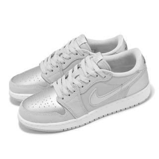 【NIKE 耐吉】休閒鞋 Air Jordan 1 Retro Low OG GS 大童 女鞋 白銀 AJ1(CZ0858-002)