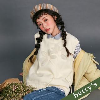 【betty’s 貝蒂思】花朵蝴蝶結毛衣背心(米白)