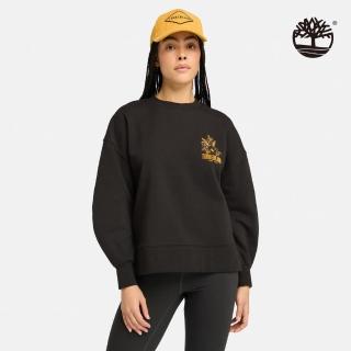 【Timberland 官方旗艦】女款黑色刷毛圓領長袖上衣(A5ZX7001)