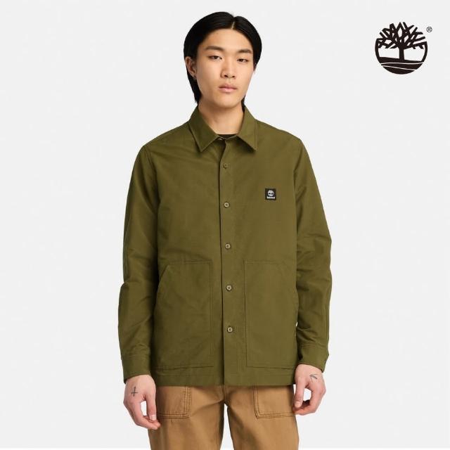 【Timberland】男款橄欖綠色長袖襯衫外套(A5M3J302)