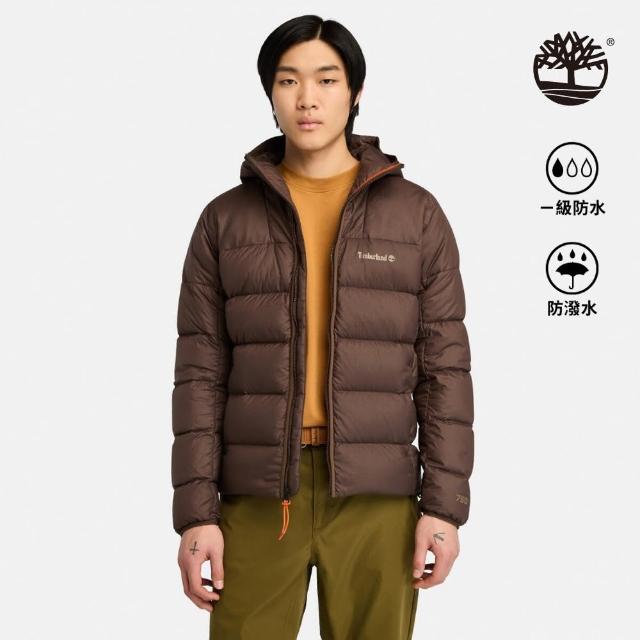 【Timberland】男款深棕色防潑水鵝絨連帽外套(A5M6P243)