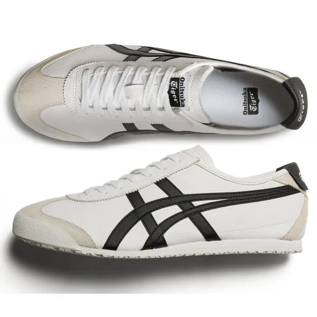 【Onitsuka Tiger】鬼塚虎 麂皮拼接白底黑虎爪紋 MEXICO 66 休閒鞋 (1183A201-126)