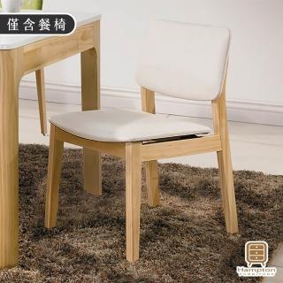 【Hampton 漢汀堡】羅傑斯原木亞麻皮餐椅-白(餐椅/皮餐椅/休閒椅/工作椅/接待椅)