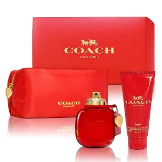 【COACH】時尚戀紅女性淡香精 90ML禮盒(淡香精90ml+身體乳100ml+盥洗包 專櫃公司貨)