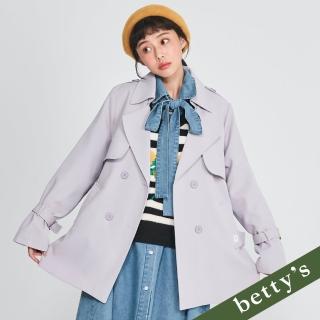 【betty’s 貝蒂思】都會女子雙排釦腰帶風衣(淺紫)