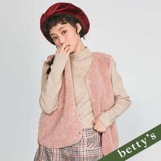 【betty’s 貝蒂思】直條壓紋高領針織上衣(卡其)