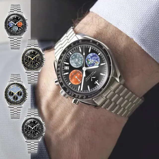 【SPECHT&SOHNE】施沛索恩 登月系列 SP0002 三眼 計時 日期顯示 夜光 測速儀錶圈 不鏽鋼 石英 手錶