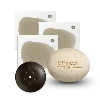 【韓國 Cosme Chef】瑪格利酒粕嫩白面膜皂110gX3入+陶瓷皂盤X1入(面膜皂界青春露/白團子)