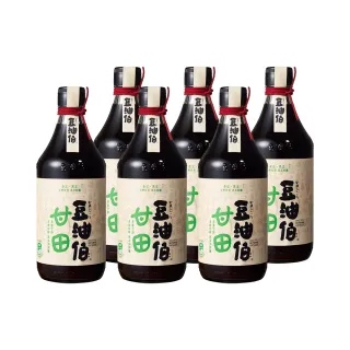 【豆油伯】甘田饗食組：甘田薄鹽釀造醬油500mlx6入(薄鹽非基改 / 送禮自用皆宜)