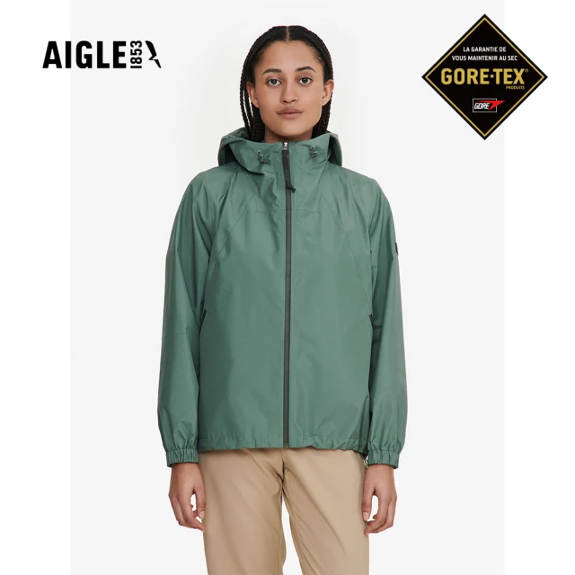 AIGLE 女 GORE-TEX 輕量防水透氣外套AG-4P236A243 深灰綠(女外套 防水透氣外套 Goretex)