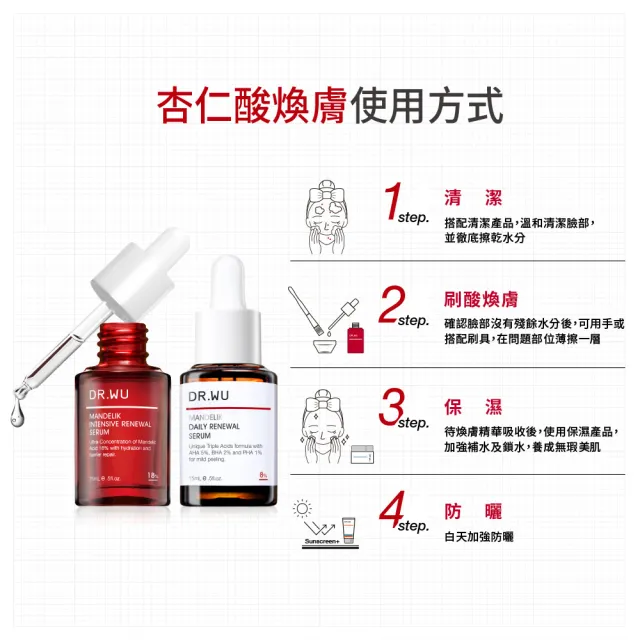 【DR.WU 達爾膚】杏仁酸溫和煥膚精華8% 15ML(2入組)