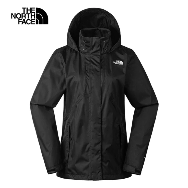 The North Face 北面女款黑色防水透氣可調節收納連帽衝鋒衣｜8AV8JK3