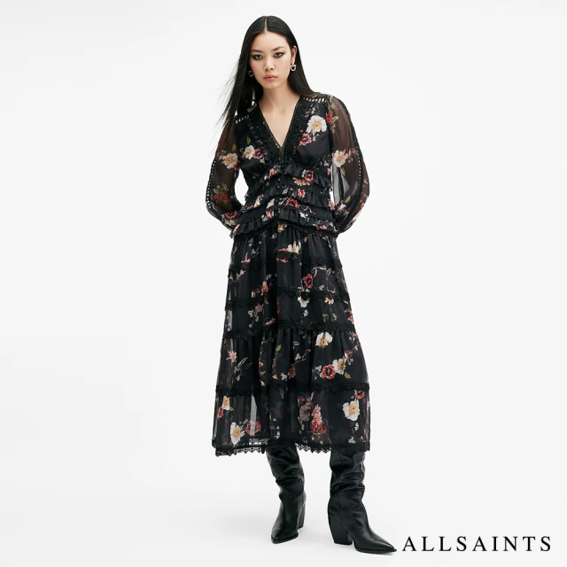 ALLSAINTS ZORA 花卉V領蕾絲印花洋裝 W055DC(常規版型)