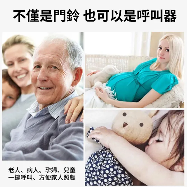 【CACAZI】遠距離無線門鈴 插電式音樂電鈴 老人呼叫器 看護鈴 電子救護領 家用免打孔電子鈴鐺(5檔音量可調)